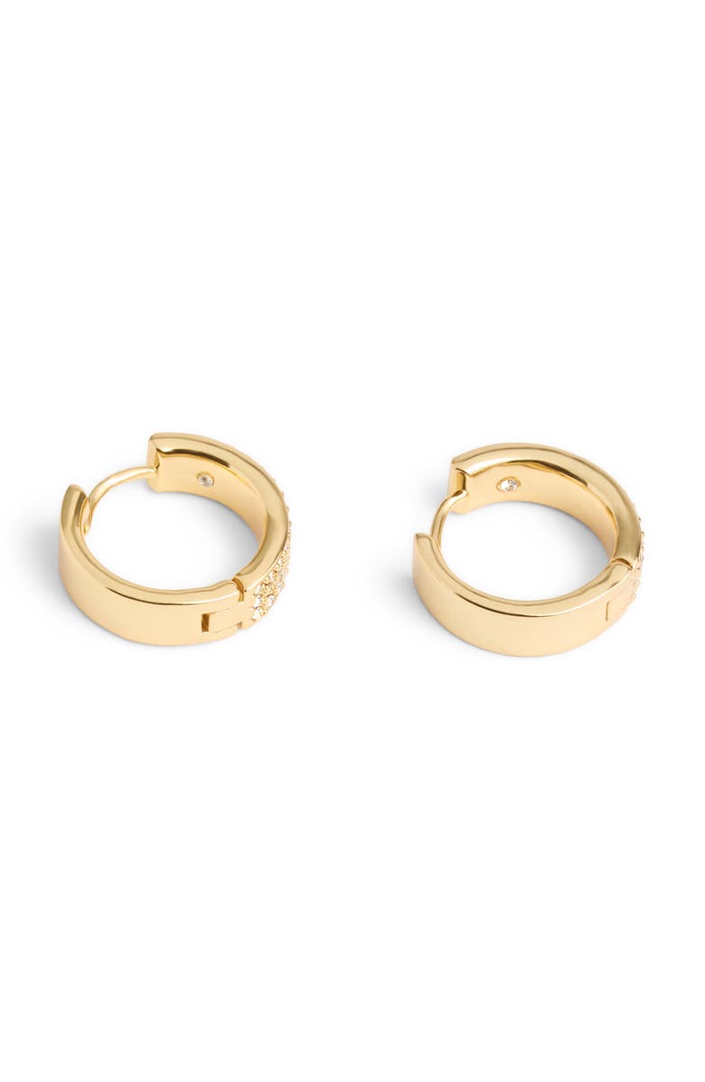 COACH Pavé Crystal Huggie Hoop Earrings, Alternate, color, Crystal/ Gold
