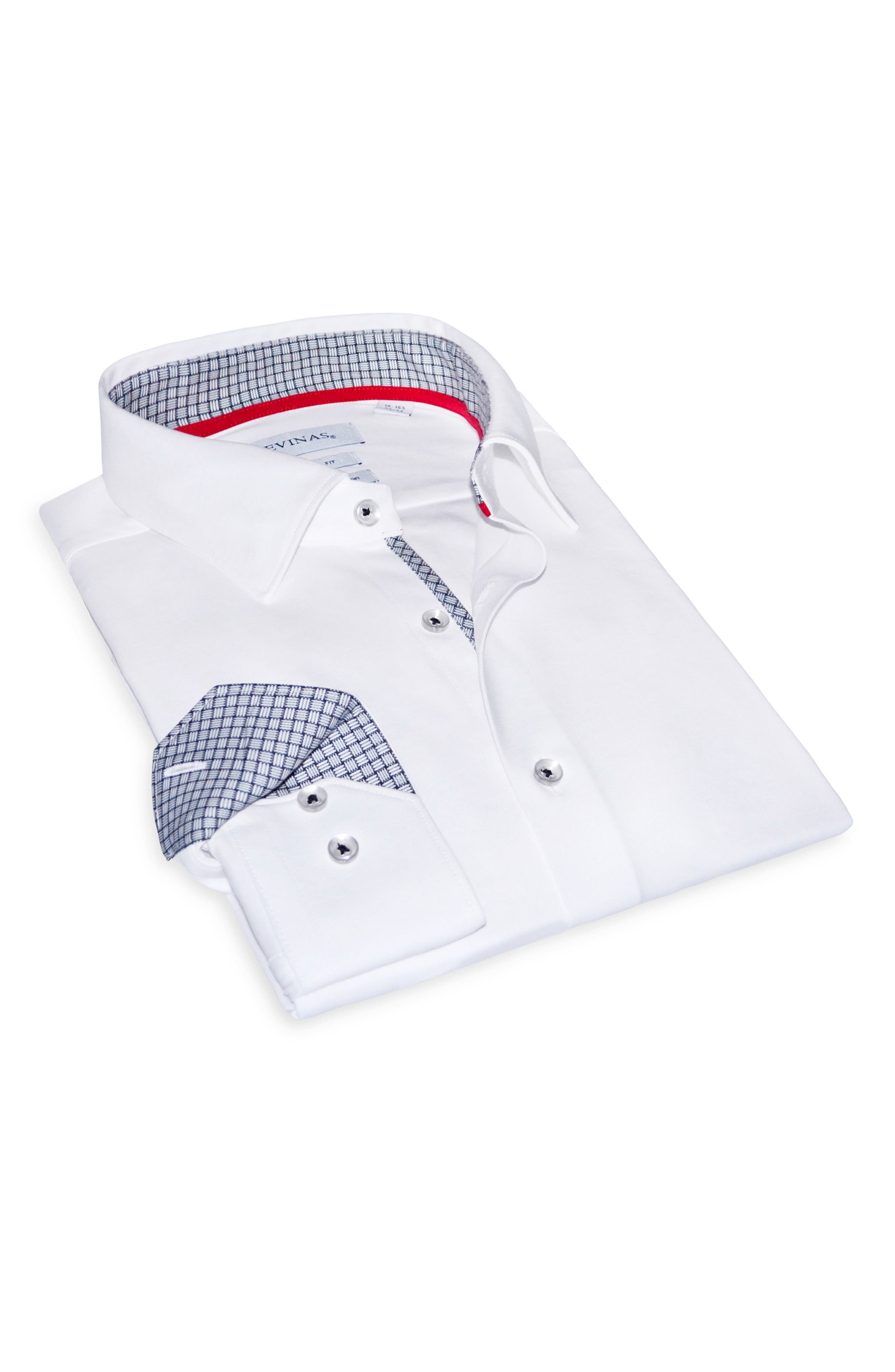 LEVINAS Tailored Fit Solid Cotton Dress Shirt