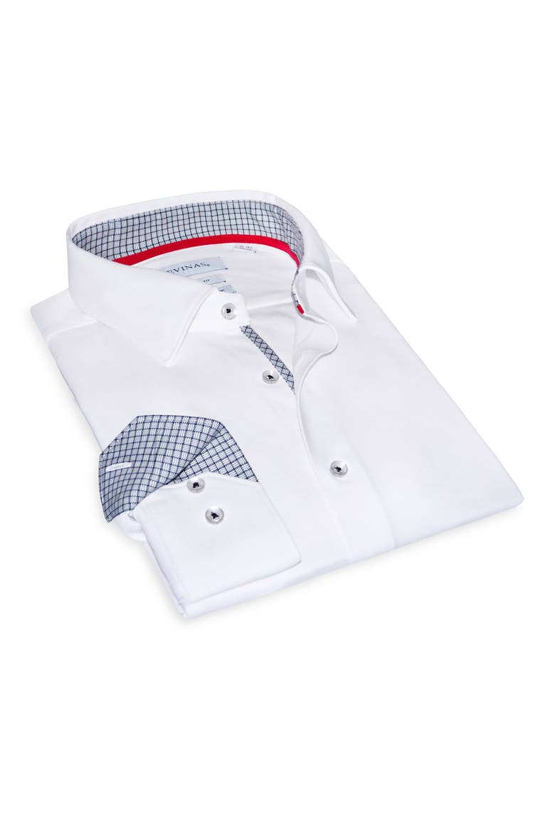 Tailored Fit Solid Cotton Dress Shirt, Main, color, WHITE