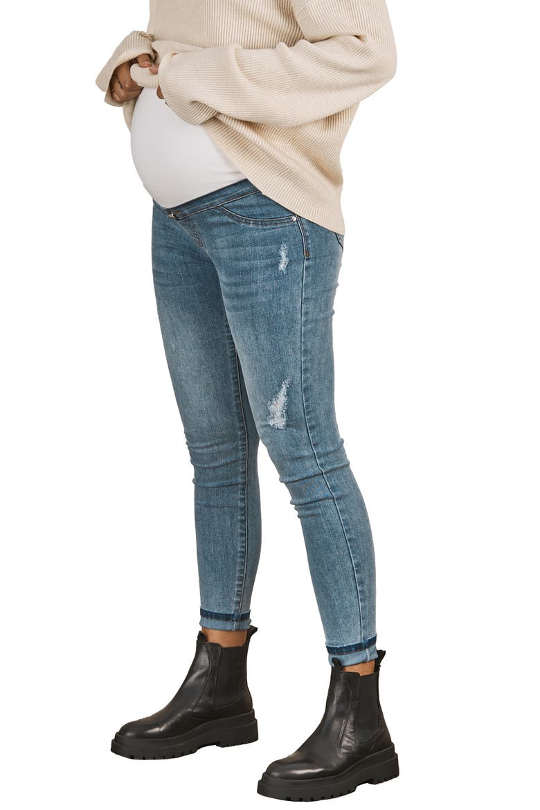 Claire Over the Bump Skinny Maternity Jeans, Alternate, color, BLUE DENIM