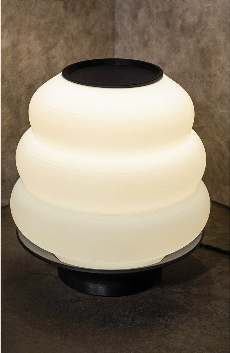 JONATHAN Y Honey Pot 12" Minimalist Classic Plant-Based PLA 3D Printed Dimmable LED Table Lamp, Alternate, color, White/Black