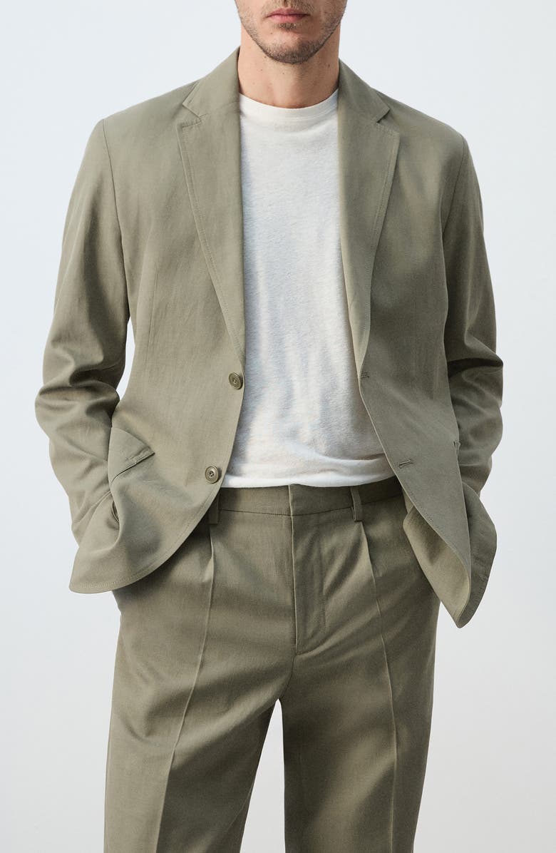 MANGO Slim Fit Blazer, Main, color, Green