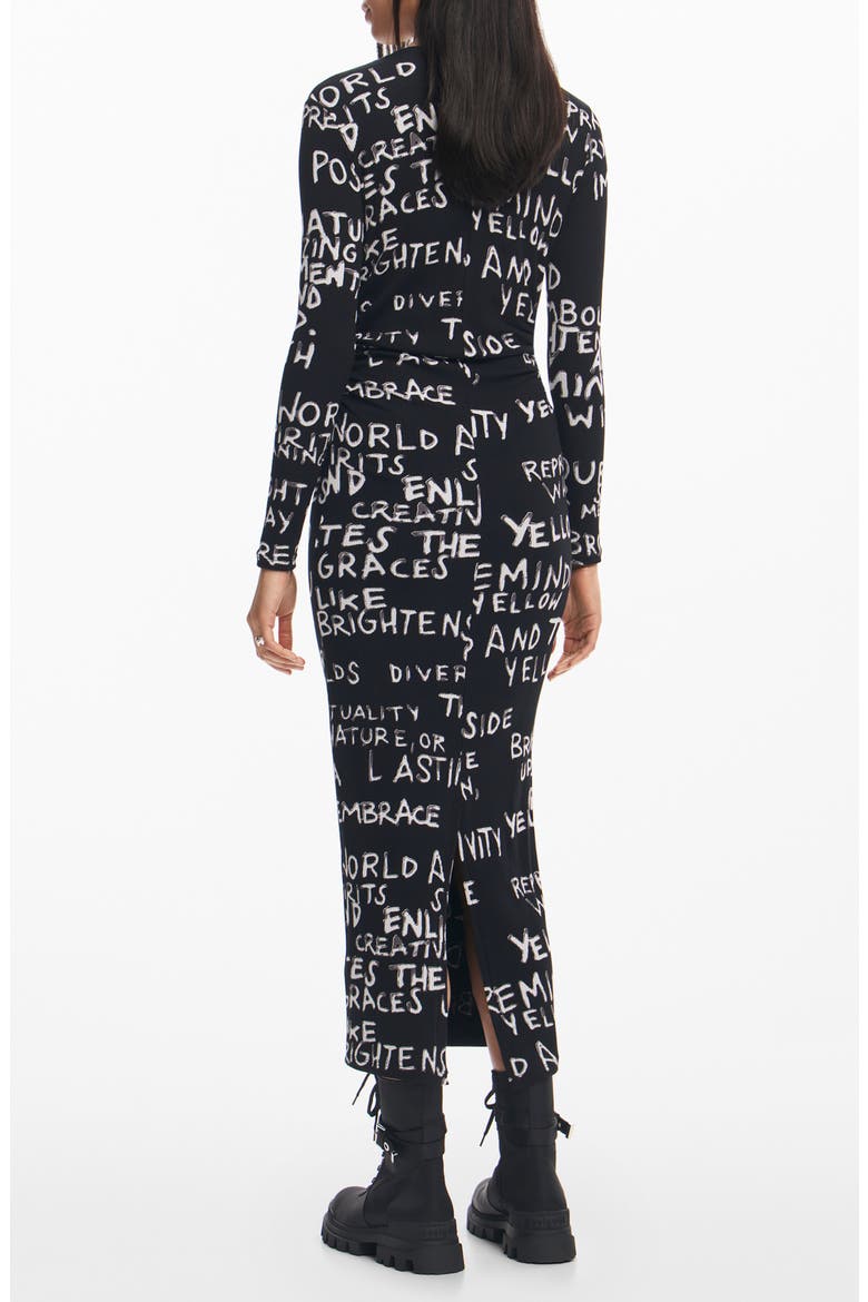 Hesian Long Sleeve Rib Body-Con Maxi Dress, Alternate, color, BLACK