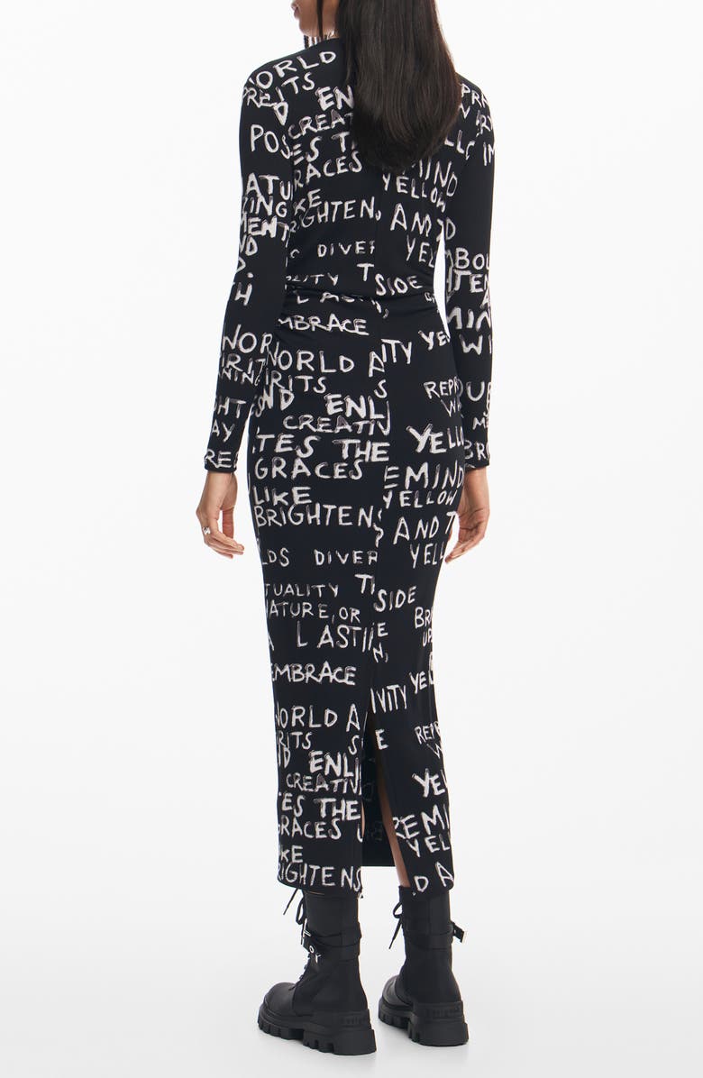 Desigual Hesian Long Sleeve Rib Body-Con Maxi Dress, Alternate, color,