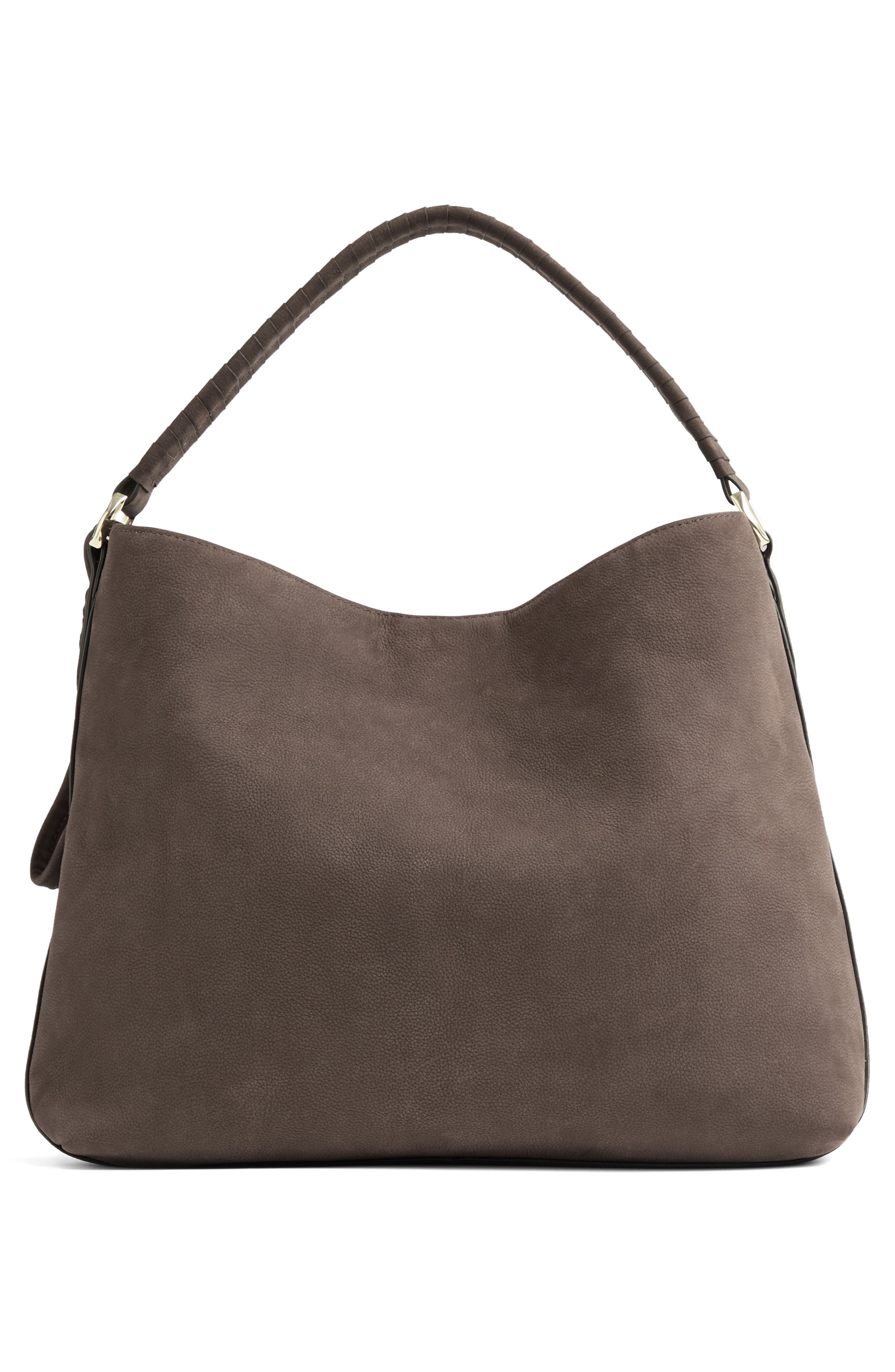 LK Bennett Lou Lou Wrap Handle Leather Shoulder Bag, Alternate, color, Chocolate