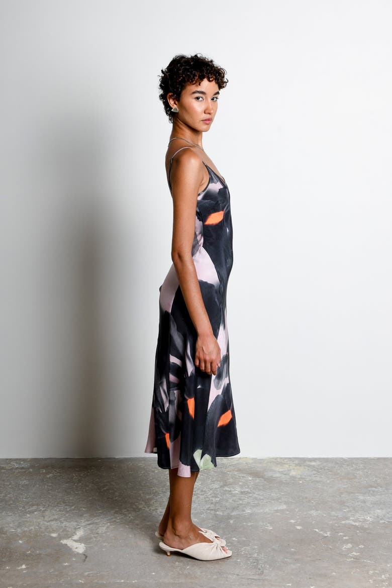 Noir Print Midi Slipdress, Alternate, color, Shadow Iris