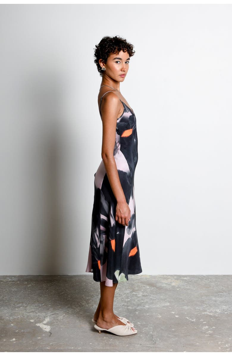 Untitled in Motion Noir Print Midi Slipdress, Alternate, color, Shadow Iris