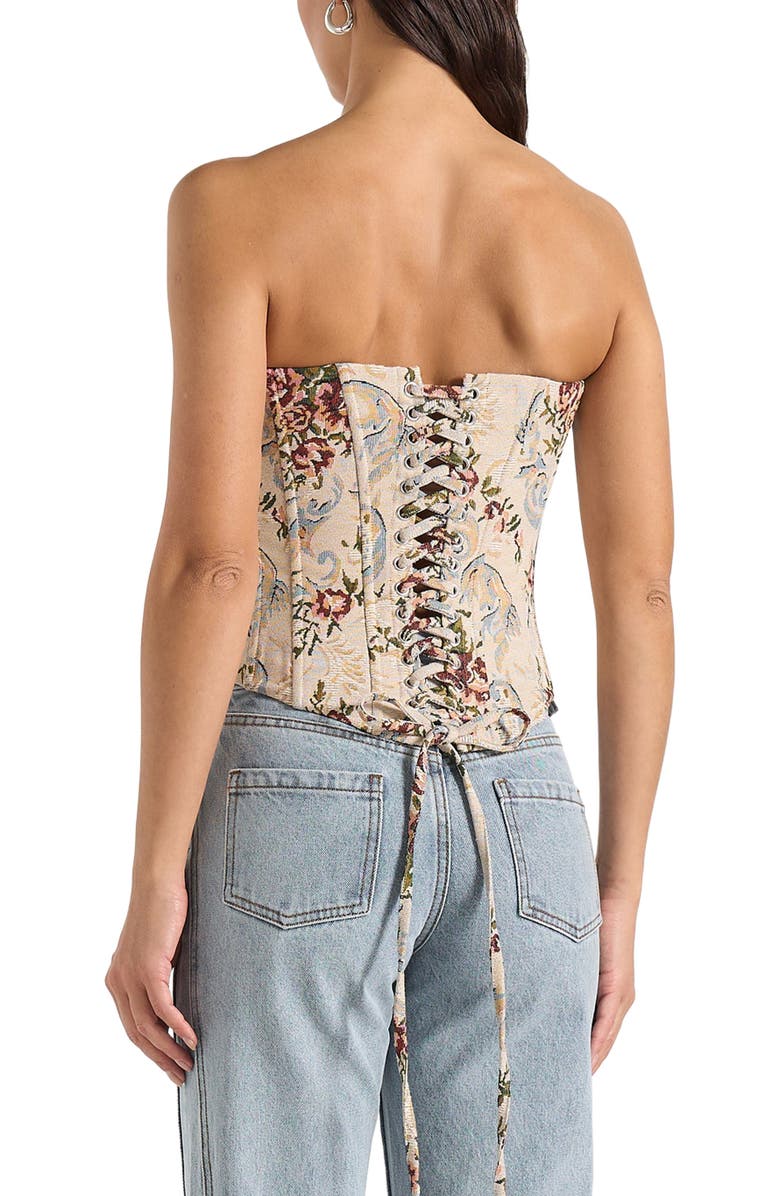 Manière De Voir Scarlett Tapestry Lace Up Corset, Alternate, color, Beige