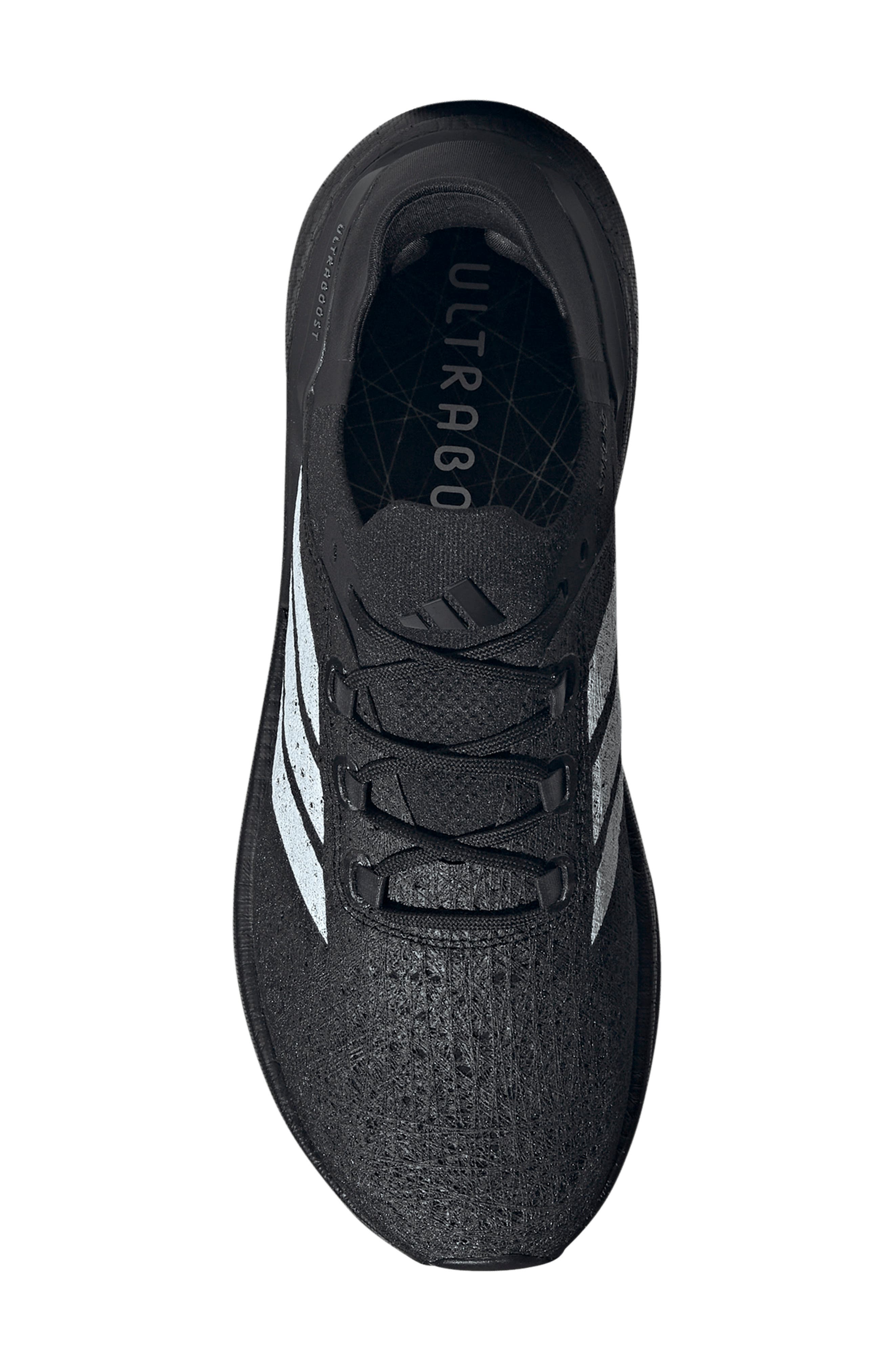 adidas Gender Inclusive Ultraboost 5 Strung Running Shoe, Alternate, color, Black/ White/ Iron Metallic