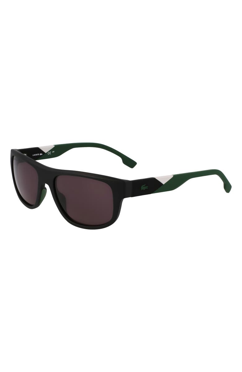 Lacoste L6042S 55mm Rectangular Sunglasses, Alternate, color, Matte Black/ Grey
