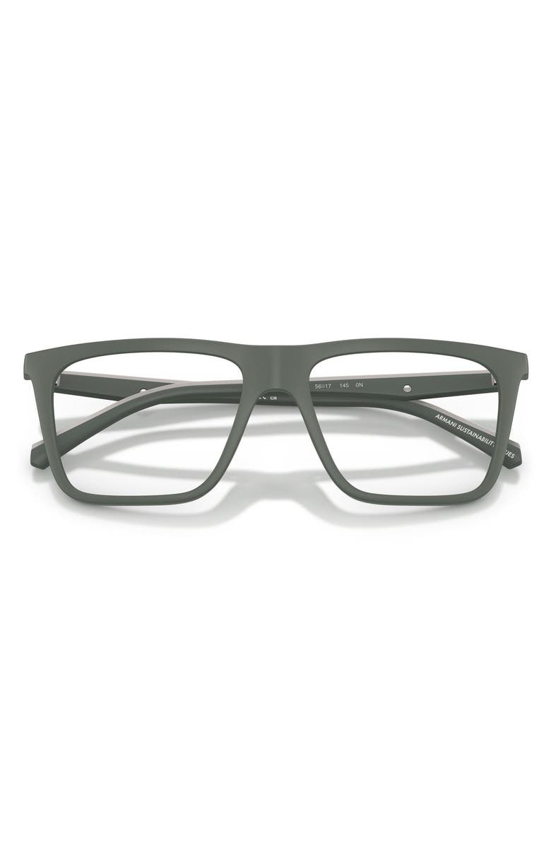 Emporio Armani 56mm Clip-On Style Square Sunglasses, Alternate, color, Matte Green / Clear