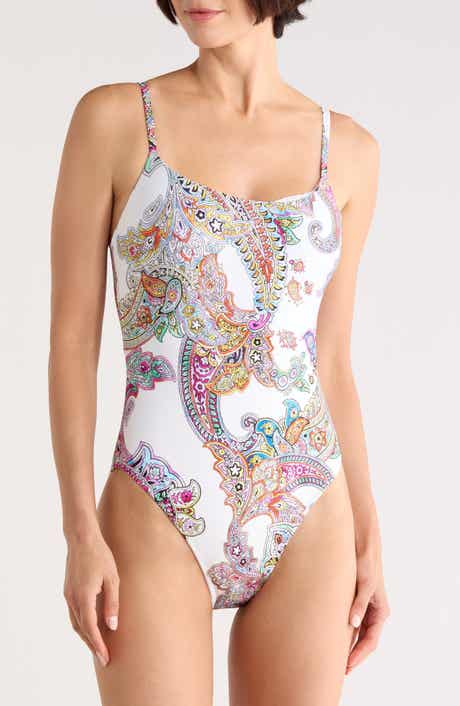 L'AGENCE Remi Bright Paisley Underwire One-Piece Swimsuit