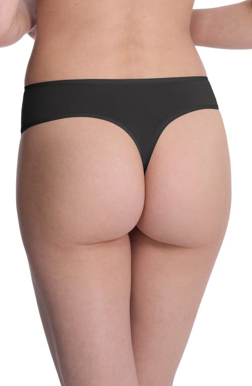 Natori Bliss Bare Stretch Cotton Thong In Black