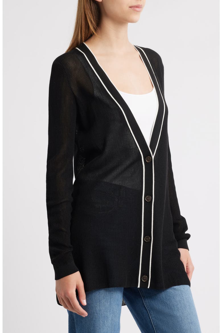 The Varsity Tipped Cardigan, Alternate, color, BLACK MULTI