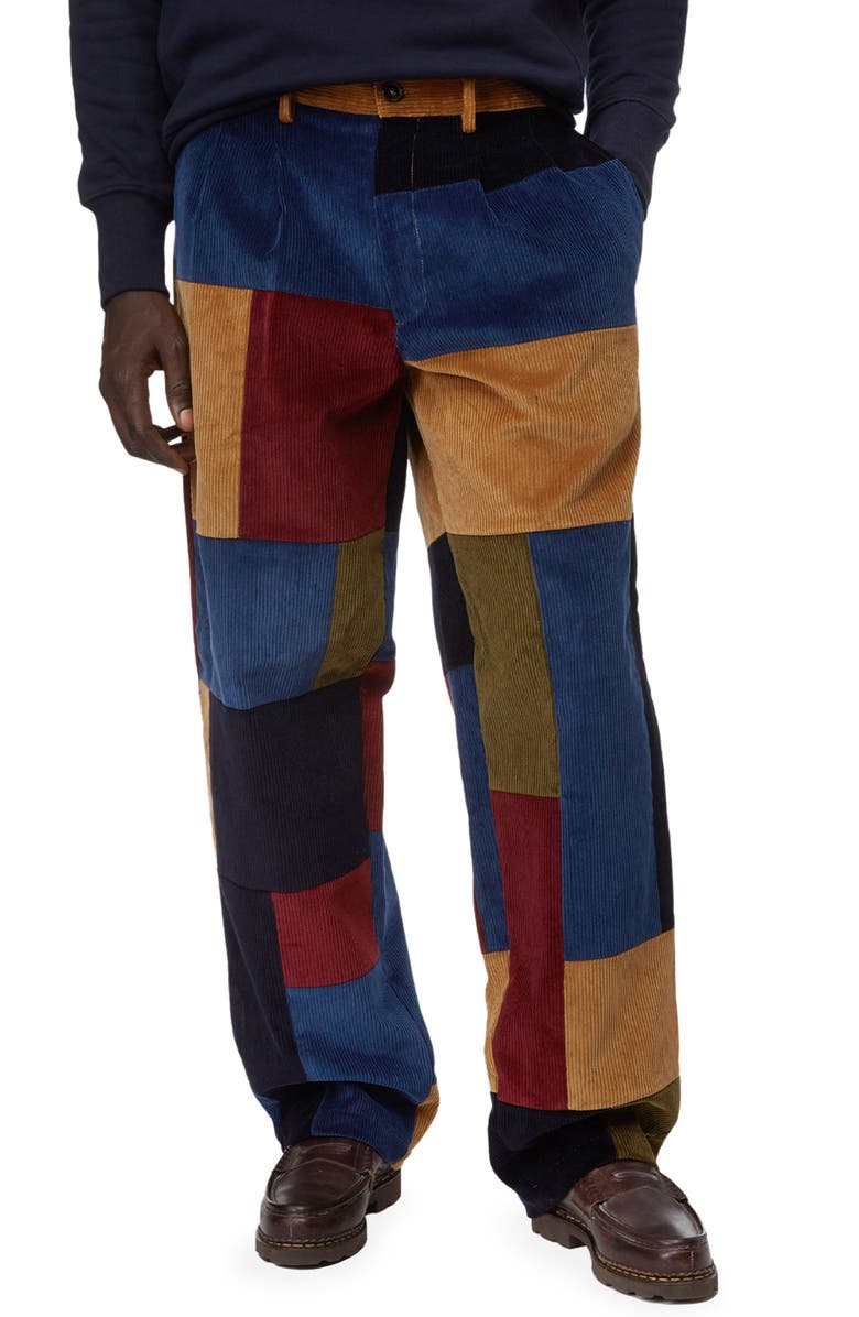 Baracuta x Noah Pleated Patchwork Cotton Corduroy Pants, Main, color,