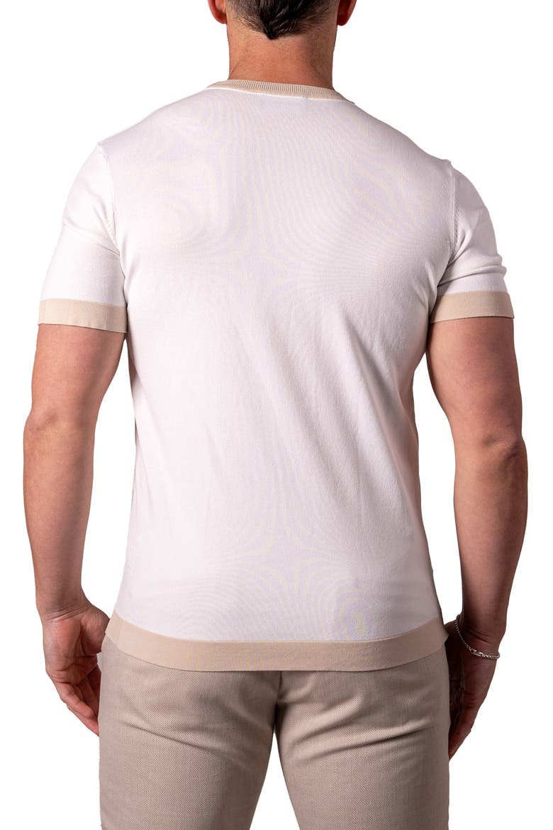 Tipped Short Sleeve Sweater, Alternate, color, WHITE