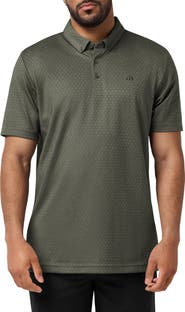 TravisMathew Handsome Town Dot Print Piqué Button-Down Polo