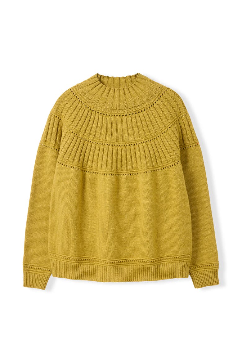 Textured Yoke Sweater, Alternate, color, Ochre