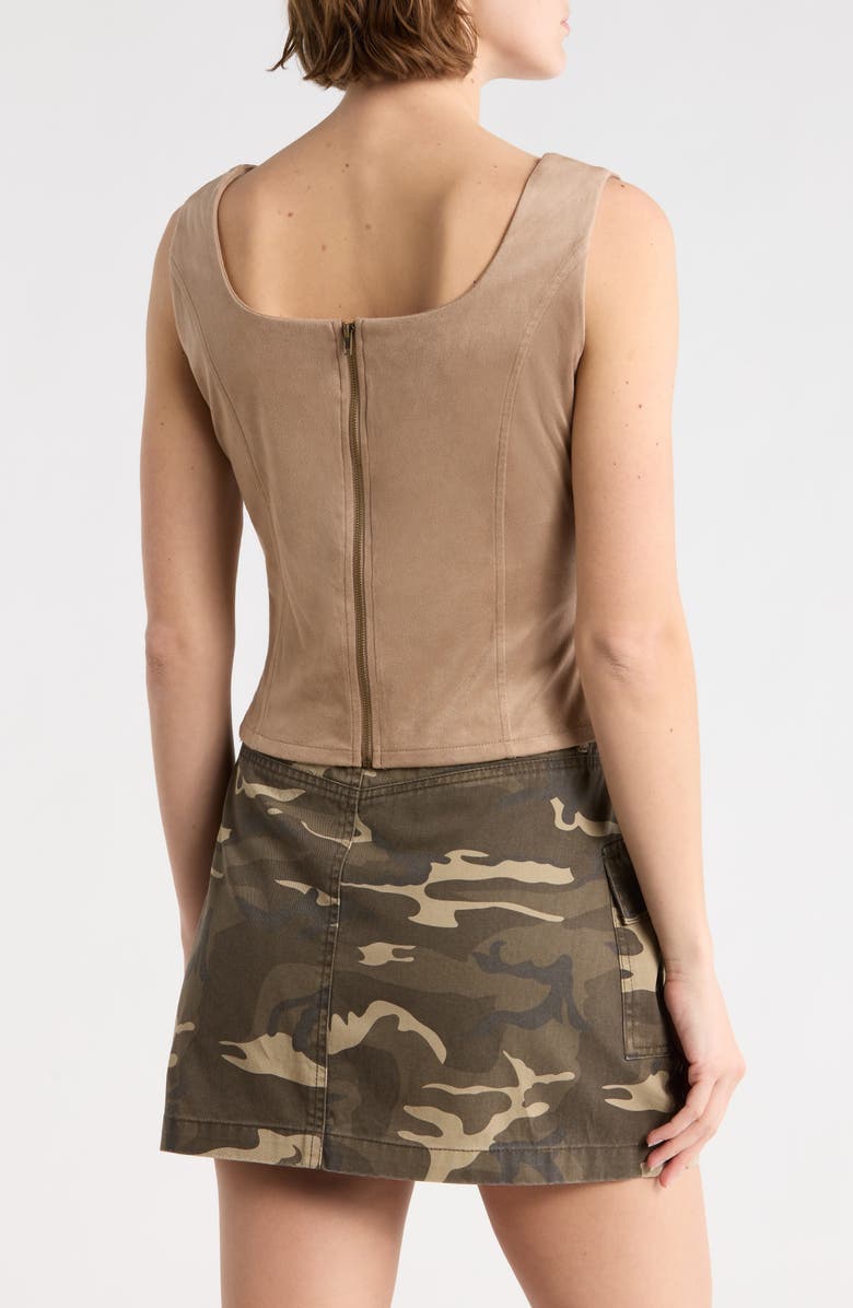 Vigoss Faux Suede Corset Tank, Alternate, color, Camel