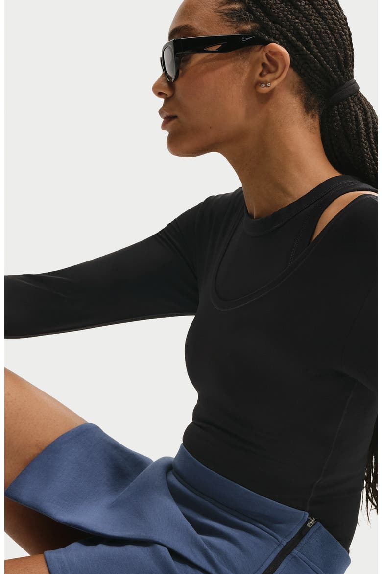 Cotton Blend Tech Fleece Skort, Alternate, color, MYSTIC NAVY/ BLACK