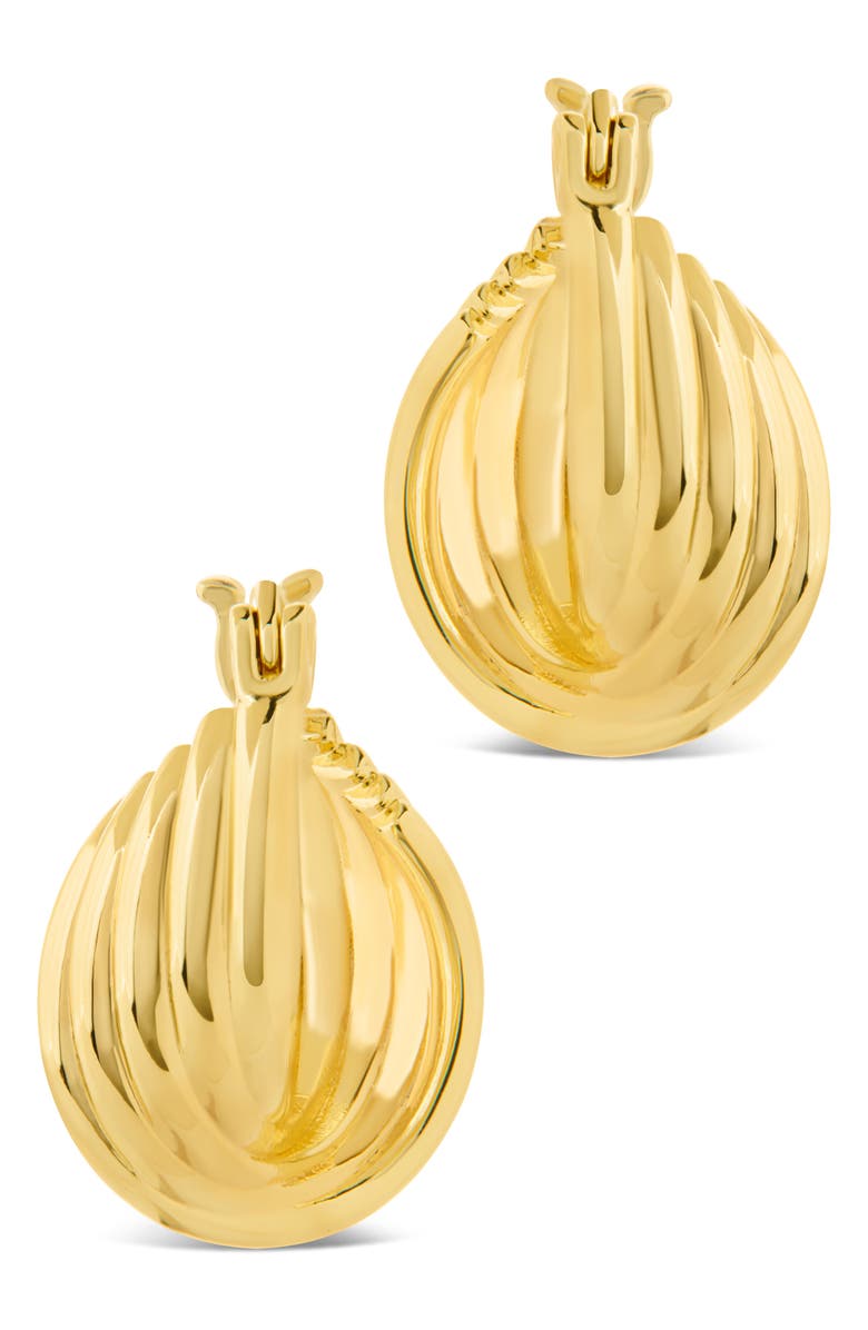 Sterling Forever Brigitta Woven Twist Hoop Earrings, Alternate, color, Gold