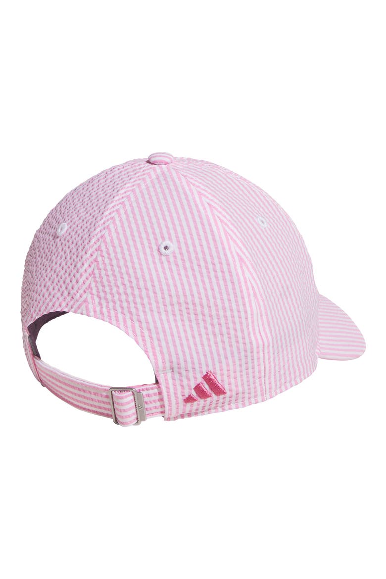 Logo Seersucker Stripe Adjustable Baseball Cap, Alternate, color, TROPIC BLOOM/ PINK FUSION
