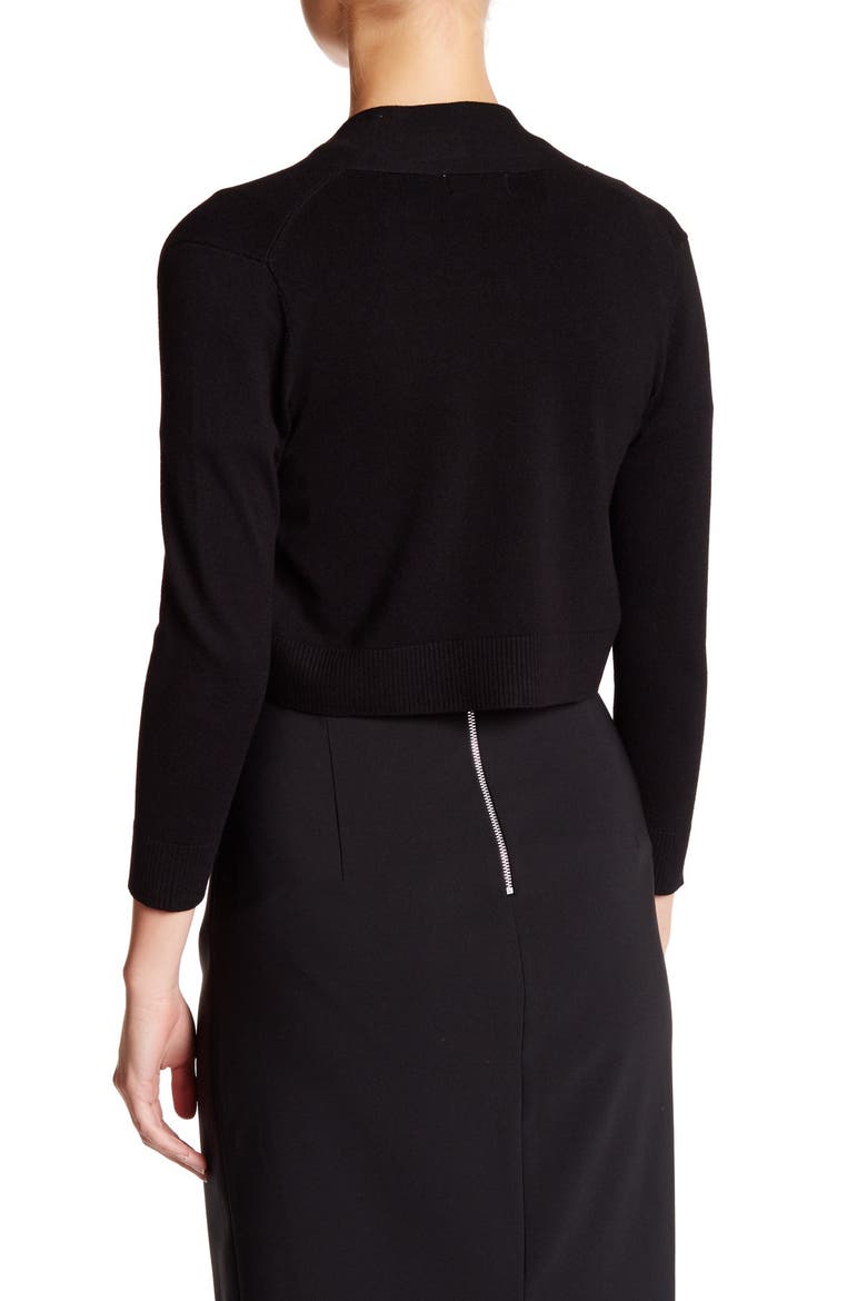3/4 Sleeve Knit Shrug, Alternate, color, BLACK