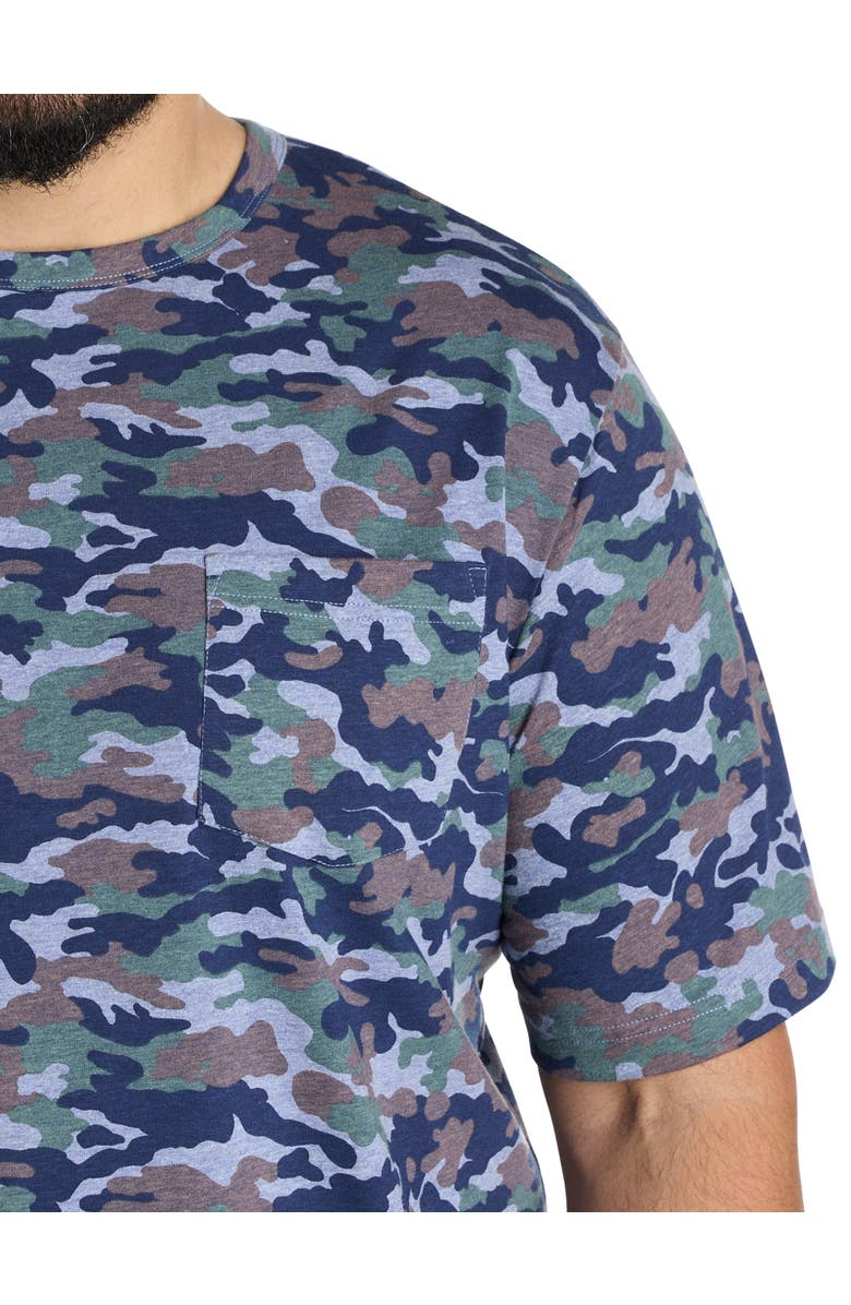 Harbor Bay by DXL Big & Tall Moisture-Wicking Printed Pocket T-Shirt, Alternate, color, Blue Multi