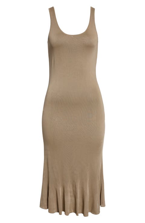 Fluted Hem Midi Dress