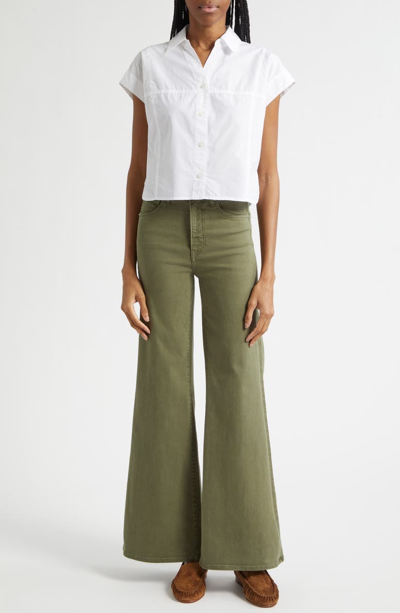 Veronica Beard Joplin Wide Flare Jeans, Alternate, color, Army