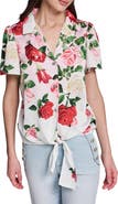 KARL LAGERFELD PARIS Rose Tie Front Button-Up Shirt