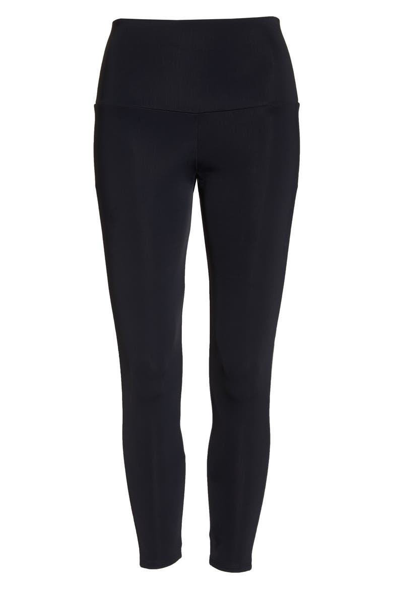 Side Runner High Waist Leggings, Alternate, color, BLACK/ SILVER
