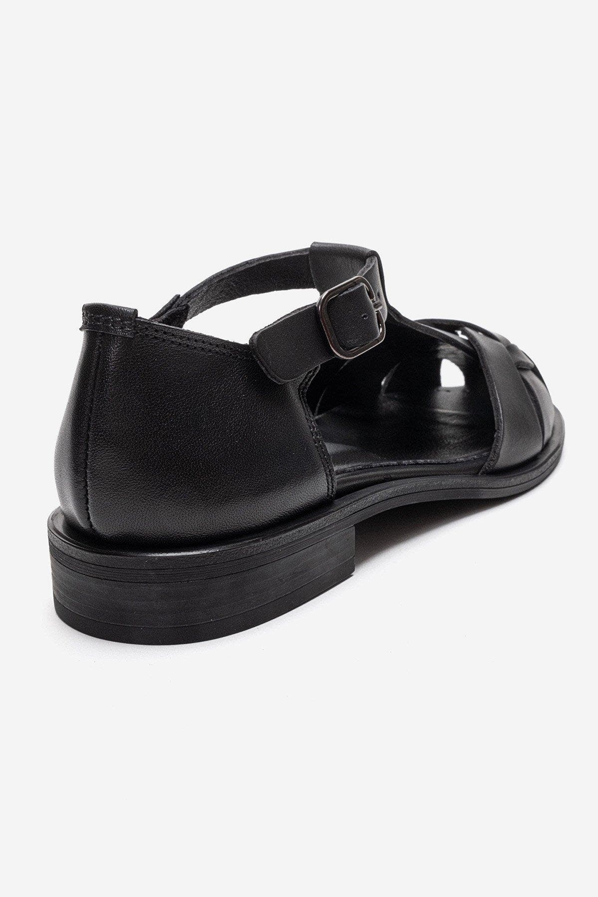 Forever & Always Shoes Dexara Leather Sandal, Alternate, color, Black