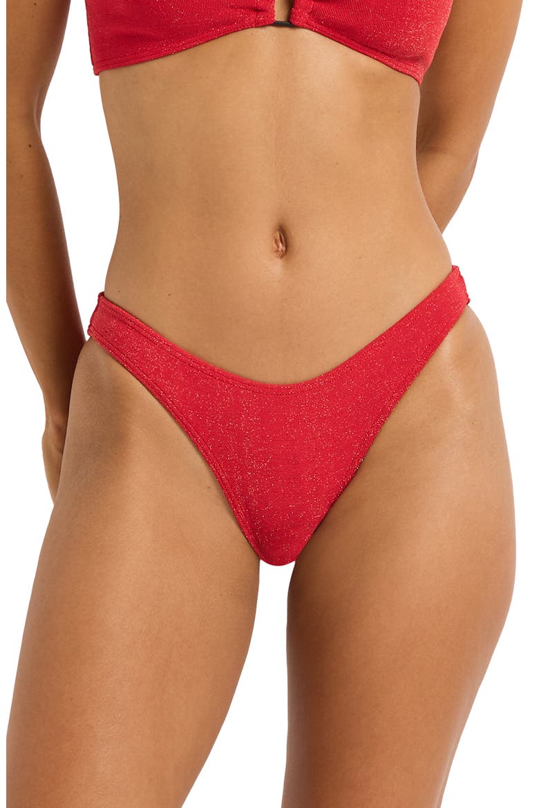 Sign Shimmer High Leg Bikini Briefs, Main, color, CHERRY