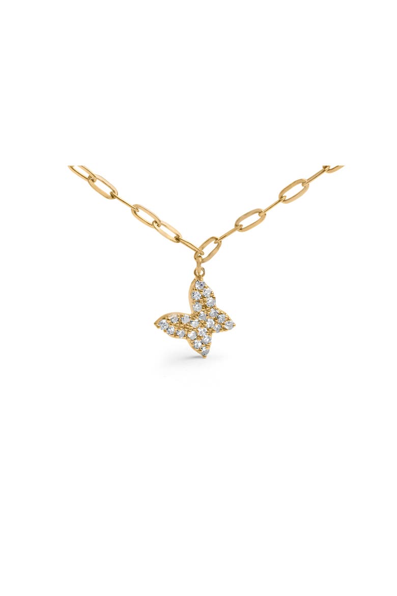 14KT Yellow Gold 1/2 Cttw Diamond Butterfly Station Paperclip Station Necklace, Alternate, color, Yellow