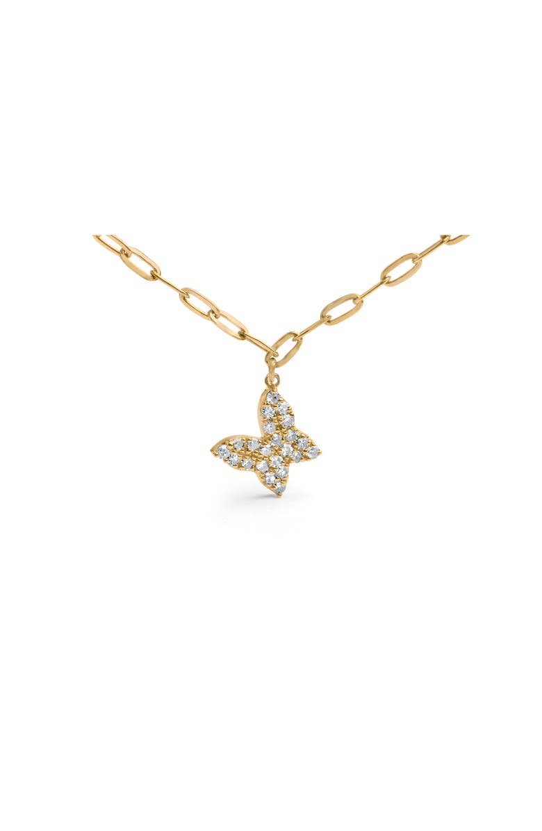 Haus of Brilliance 14KT Yellow Gold 1/2 Cttw Diamond Butterfly Station Paperclip Station Necklace, Alternate, color, Yellow