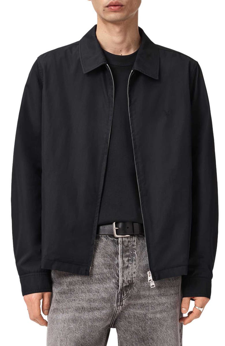 AllSaints Trey Cotton Blend Jacket, Alternate, color, Jet Black