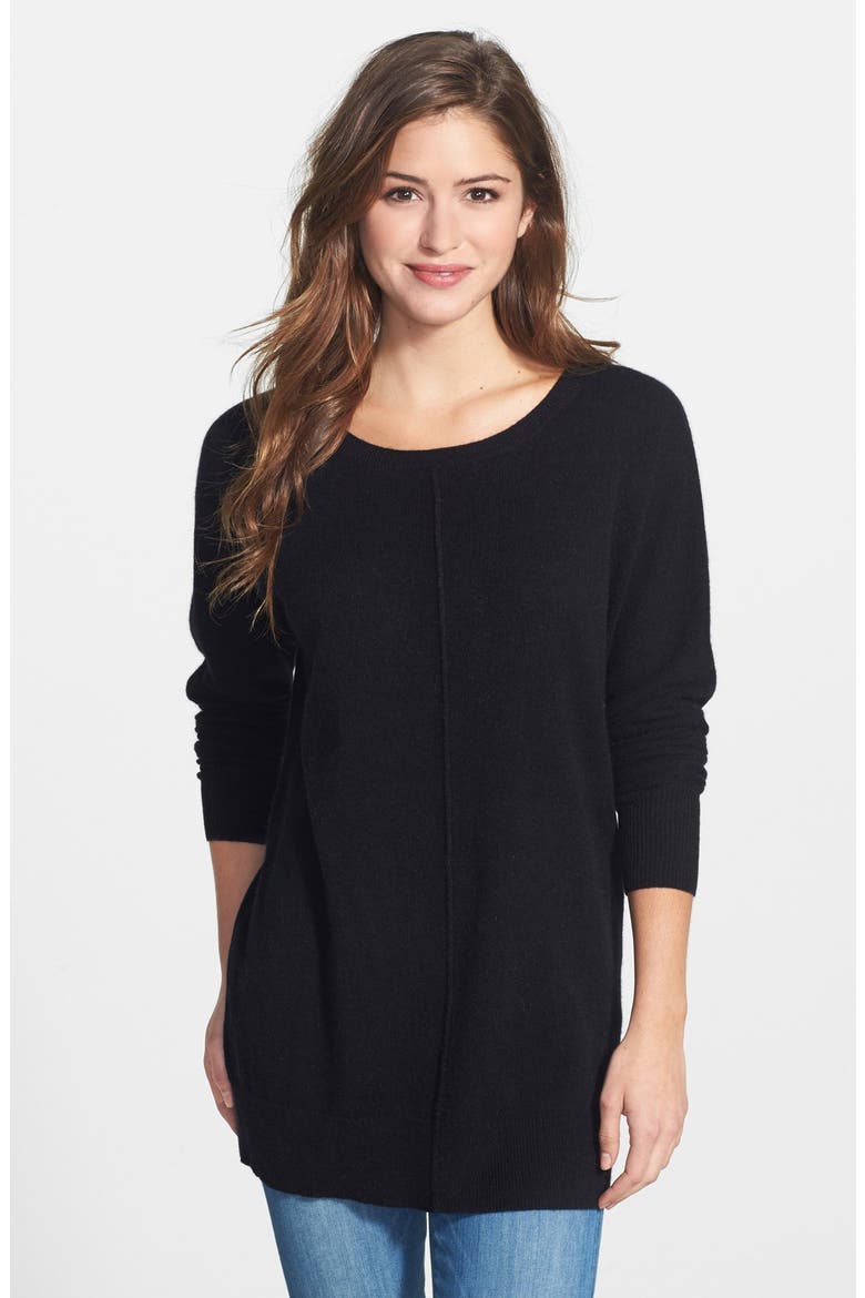 Dolman Sleeve Cashmere Tunic, Main, color, BLACK