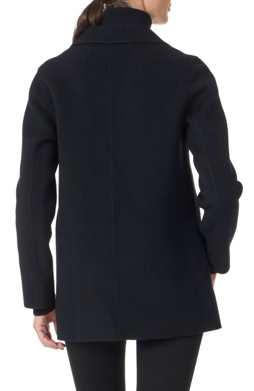 Bruno Magli Double Face Wool Blend Coat In Black