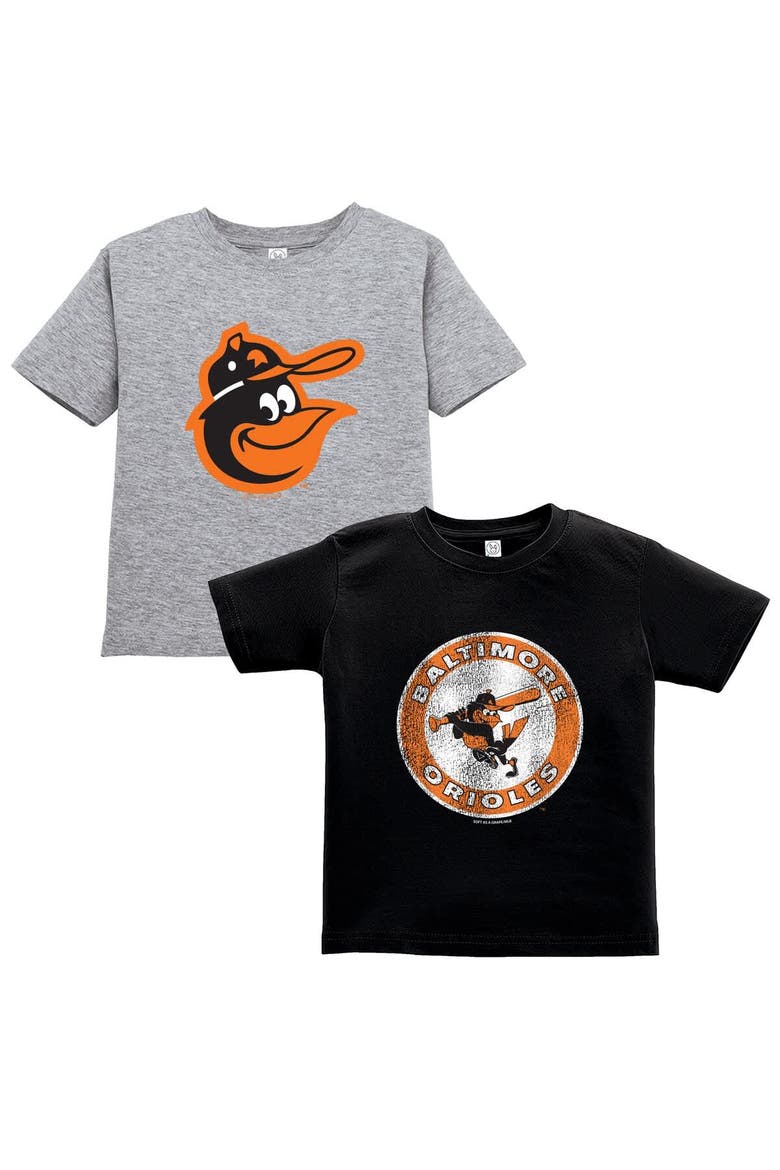 Toddler Soft as a Grape Black/Gray Baltimore Orioles Cooperstown Collection Two-Pack T-Shirt Set, Main, color, Black