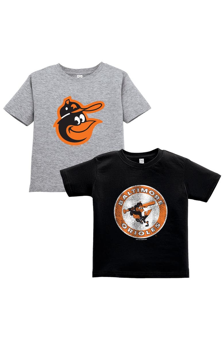 SOFT AS A GRAPE Toddler Soft as a Grape Black/Gray Baltimore Orioles Cooperstown Collection Two-Pack T-Shirt Set, Main, color, Black
