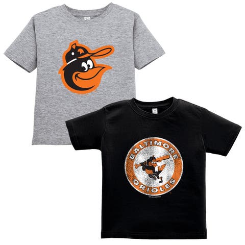 Toddler Soft as a Grape Black/Gray Baltimore Orioles Cooperstown Collection Two-Pack T-Shirt Set