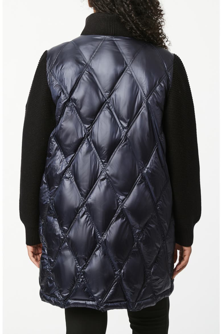 Rib Knit Sleeve Quilted Jacket, Alternate, color, NAVY