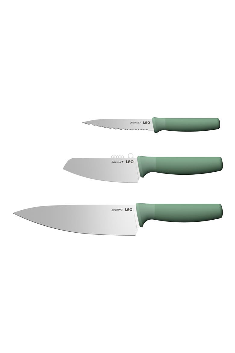 Leo Forest 3-Piece Speciality Knife Set, Main, color, GREEN