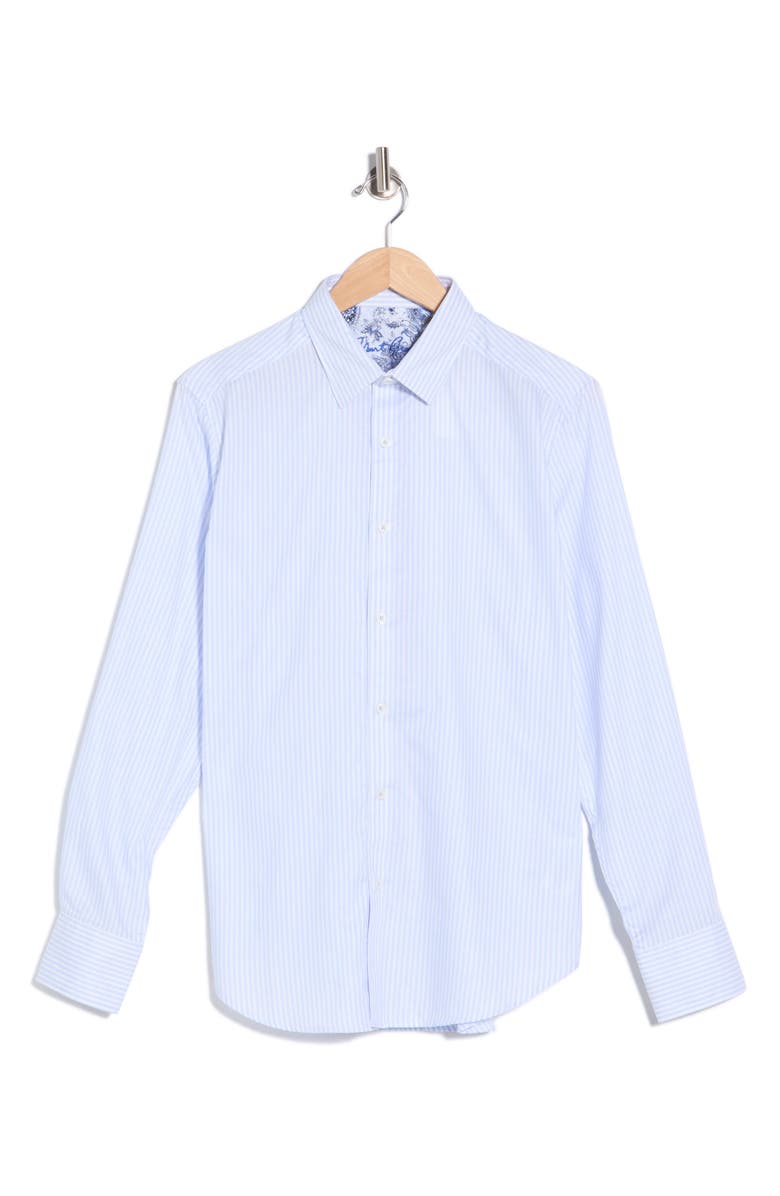 Robert Graham Washburn Stretch Cotton Button-Up Shirt, Main, color, Light Blue