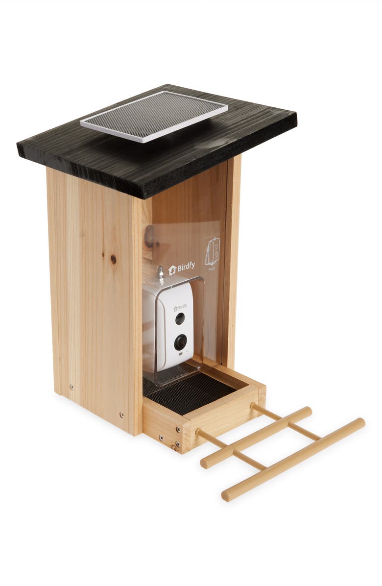 Birdfy Ebony Lite Wooden Smart Bird Feeder, Main, color, Beige