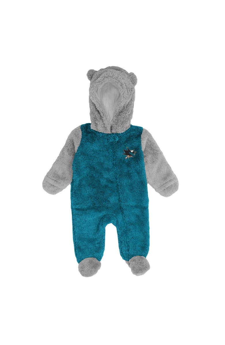 Outerstuff Newborn & Infant Teal San Jose Sharks Game Nap Teddy Fleece Bunting Full-Zip Sleeper, Alternate, color, 