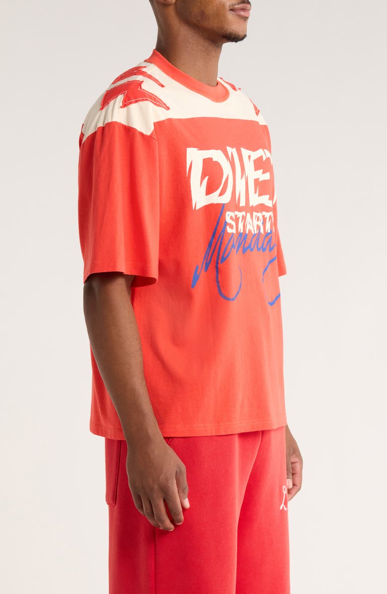 DIET STARTS MONDAY Yoke Colorblock Cotton T-Shirt, Alternate, color, Red