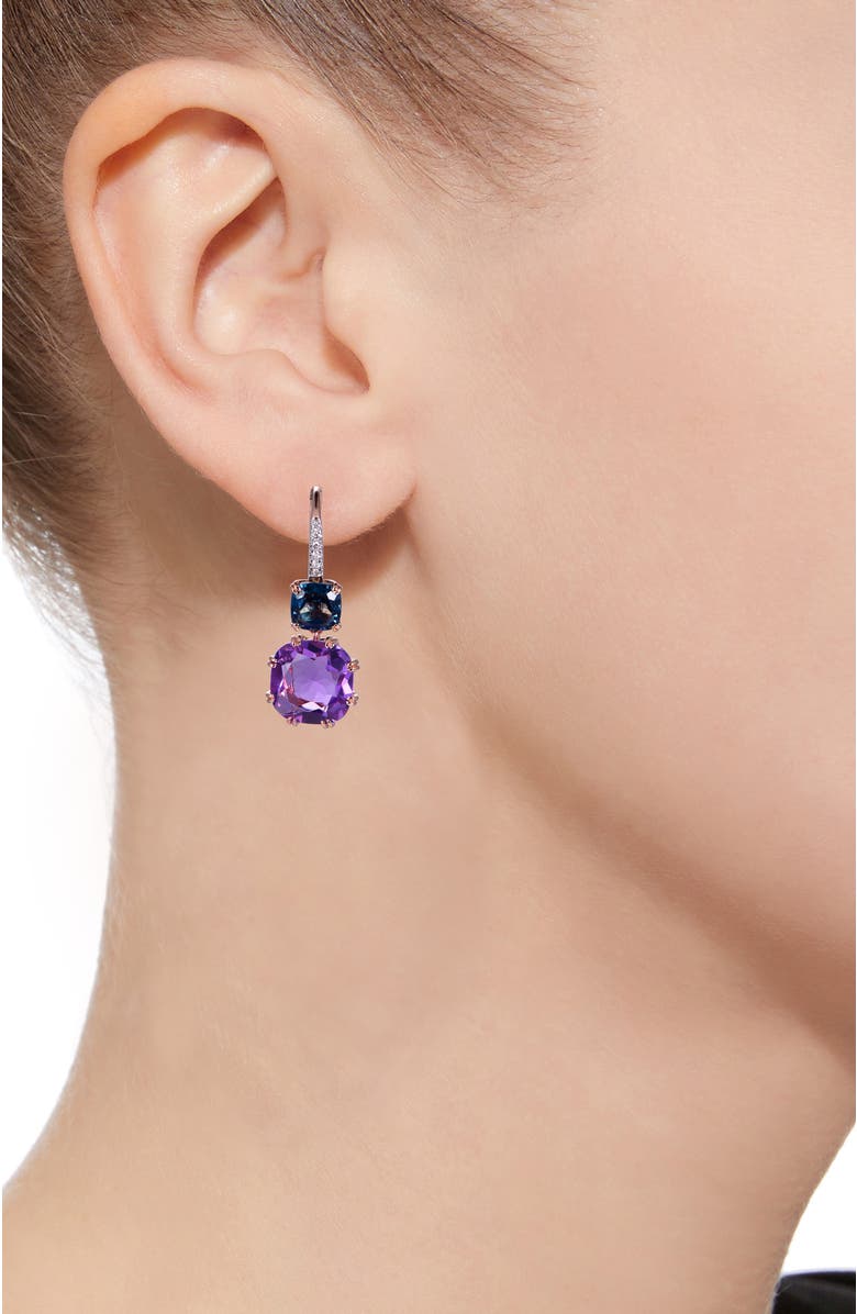 Kahn High Jewelry Amethyst & London Blue Topaz Earrings with Diamonds, Alternate, color,