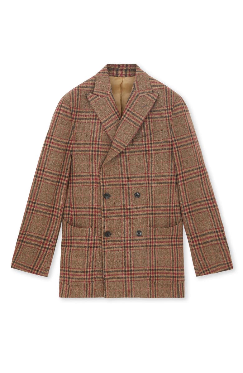 Fortela Double-Breasted Plaid Jacket, Main, color, Camel